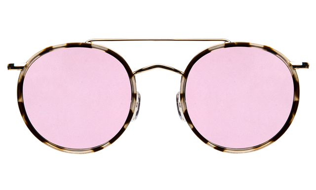  Allen Ace Sunglasses front view in White Tortoise/Gold Rose Flat Mirror