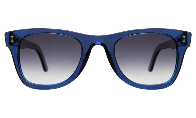 Austin Sunglasses front view in Cobalt with Grey Flat Gradient