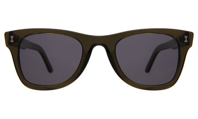 Austin Sunglasses front view in Green with Grey Flat