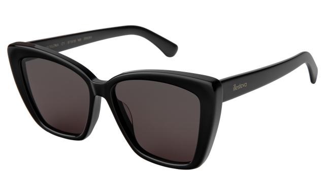 Barcelona Sunglasses side view in Black / Grey Flat