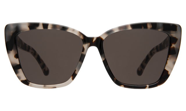 Barcelona Sunglasses front view in White Tortoise with Grey Flat