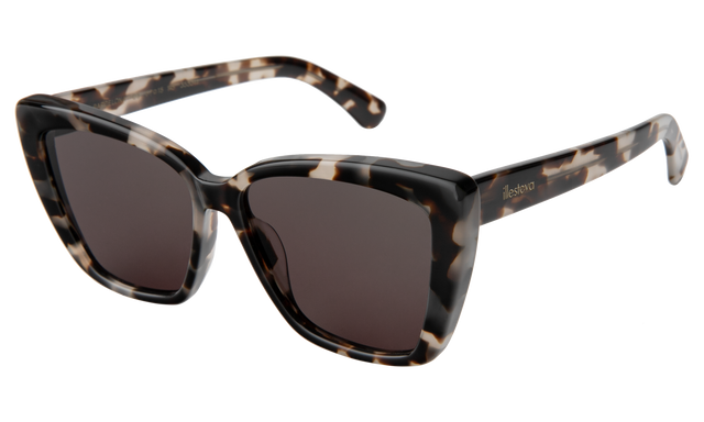 Barcelona Sunglasses side view in White Tortoise / Grey Flat