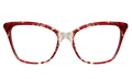 Front view of Bayard Optical in Red Clear Marble/Optical