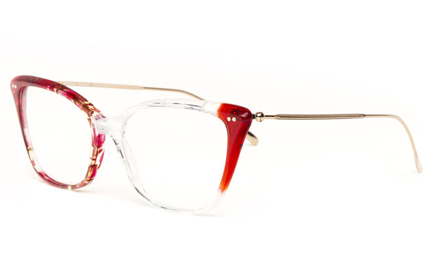 Bayard Optical side view in Red Clear Marble Optical