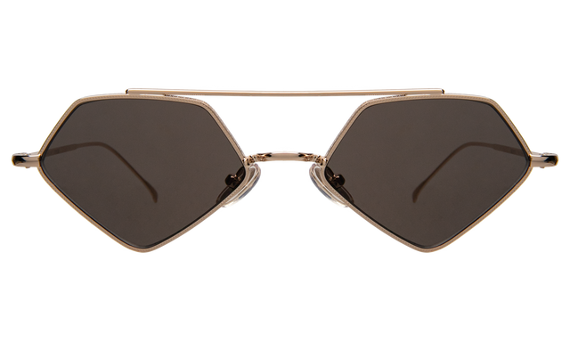 Bayley Sunglasses front view in Gold with Grey Flat