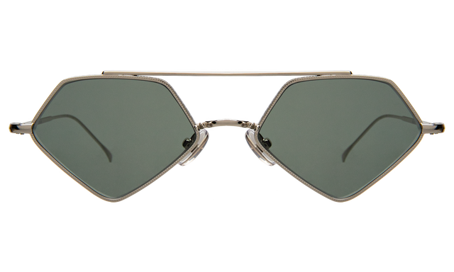 Bayley Sunglasses front view in Silver with Olive Flat