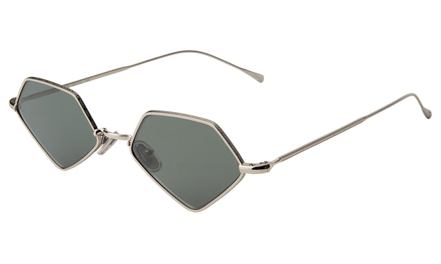 Beak Sunglasses Side Profile in Silver / Olive Flat