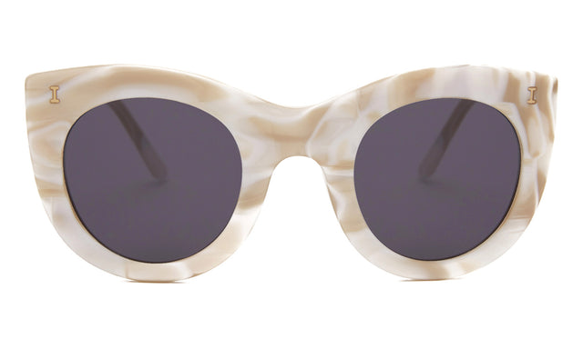 Boca Sunglasses front view in Cream Marble with Grey Flat