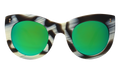 Front view of Boca Sunglasses in Horn/Green Mirror