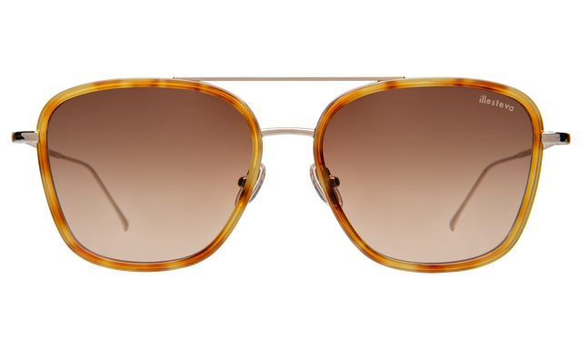 Delos Ace Sunglasses front view in Amber/Gold with Brown Flat Gradient