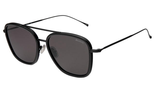 Delos Ace Sunglasses side view in Black / Grey Flat