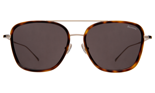 Delos Ace Sunglasses front view in Havana/Gold with Grey Flat