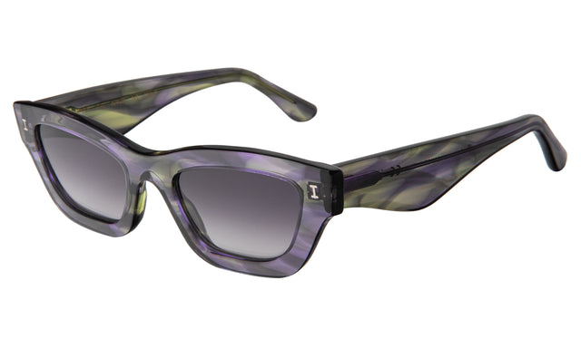 Donna Sunglasses Side Profile in Green Aurora / Grey Gradient