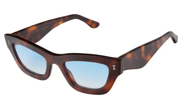 Donna Sunglasses Side Profile in Havana / Blue Gradient See Through