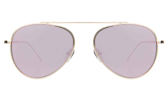  Dorchester Sunglasses front view in Gold Rose Flat Mirror