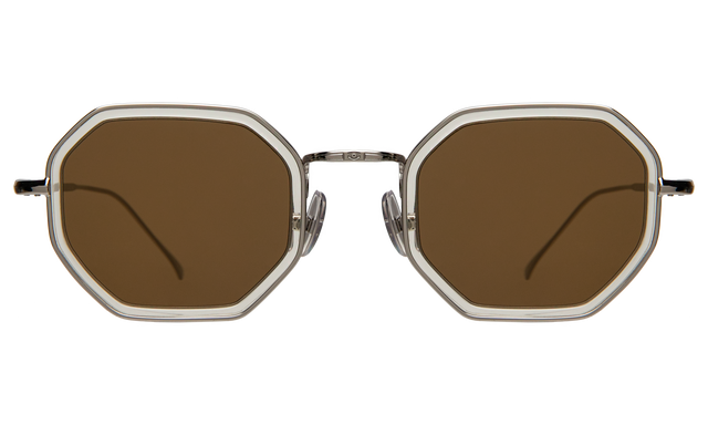 Dylan Tate Sunglasses front view in Champagne Silver with Brown Flat Lenses