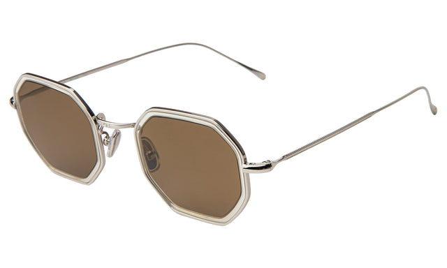 Dylan Tate Sunglasses side view in Champagne Silver / Brown Flat Lenses