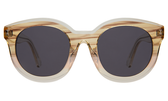 Echo Park Sunglasses front view in Blush Oak/Champagne with Grey Flat