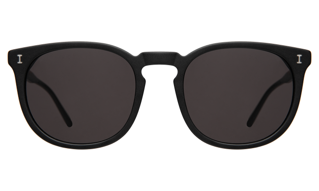 Eldridge 56 Sunglasses front view in Matte Black with Grey Flat