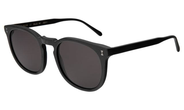 Eldridge 56 Sunglasses side view in Matte Black / Grey Flat