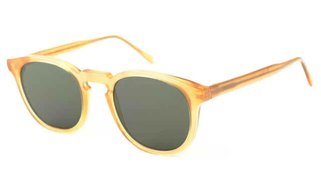 Eldridge Sunglasses Side Profile in Honey Gold / Olive Flat