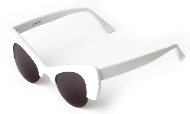 Emma Sunglasses Side Profile in Matte White / Grey