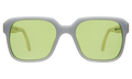 Front view of Felix Sunglasses in Matte Light Grey/Matte Ivory/Green See Through