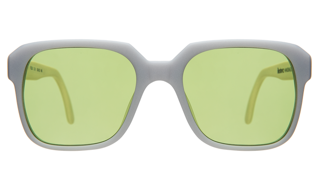 Felix Sunglasses front view in Matte Light Grey/Matte Ivory with Green See Through