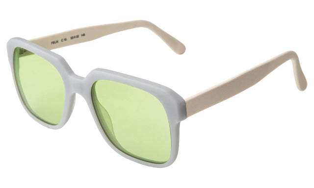 Felix Sunglasses side view in Matte Light Grey/Matte Ivory / Green See Through