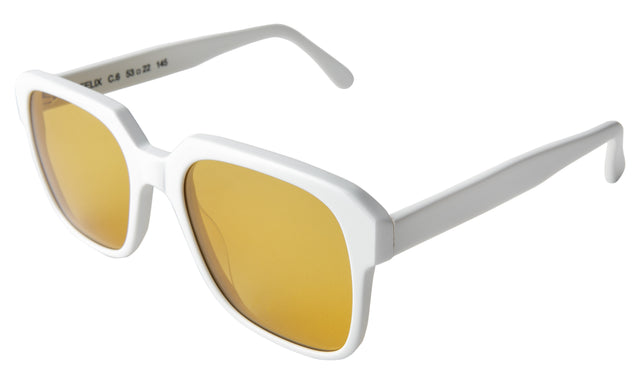 Felix Sunglasses side view in White / Honey See Through