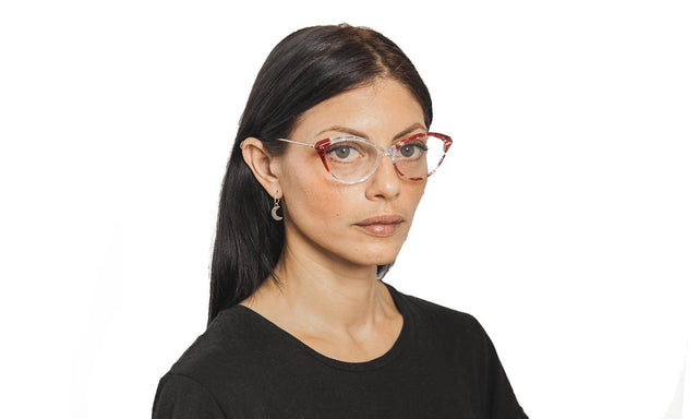 Brunette Cecille Optical side view in Red Clear Marble Optical