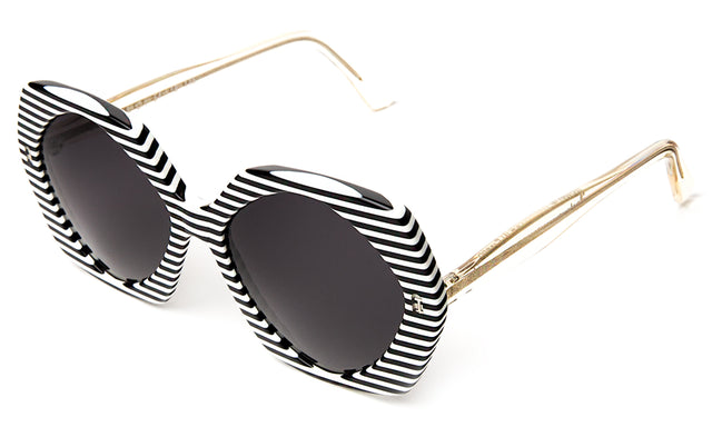 Georgina Sunglasses side view in Stripes/Champagne / Grey