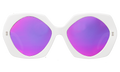 Front view of Georgina Sunglasses in White/Pink Mirror