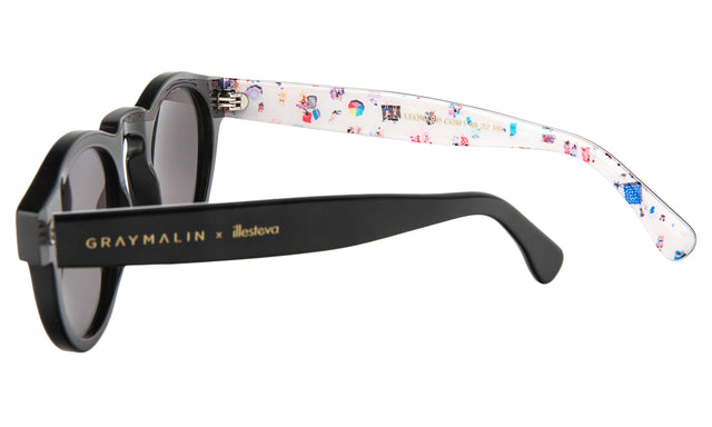 Gray Malin x illesteva Sunglasses side view in The Beach Leonard / Grey