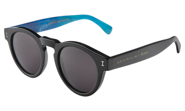 Gray Malin x illesteva Sunglasses side view in The Ocean Leonard / Grey