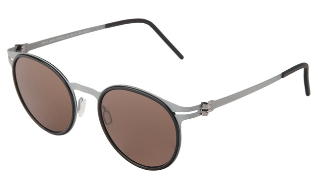 Great Jones Titanium Sunglasses side view in Black/Matte Silver Brown
