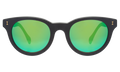Front view of Greenport Sunglasses in Matte Black/Green Mirror