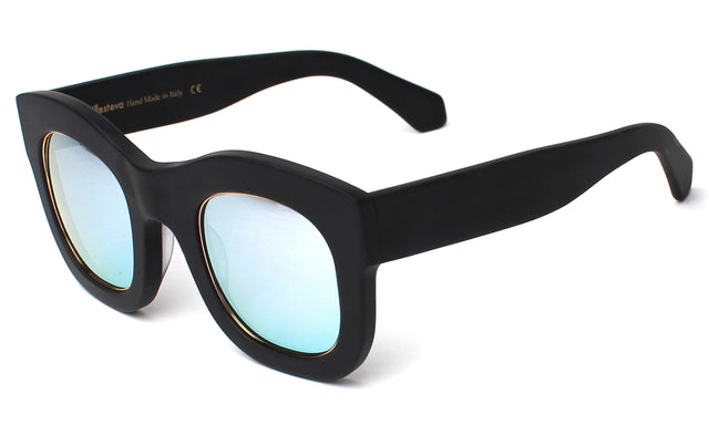 Hamilton Ring Sunglasses Side Profile in Matte Black Silver Mirror