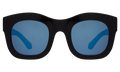 Front view of Hamilton Sunglasses in Black/Blue Mirror