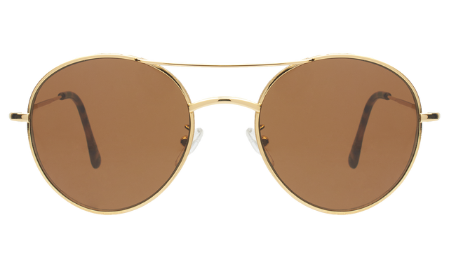 Hester Sunglasses front view in Gold with Brown