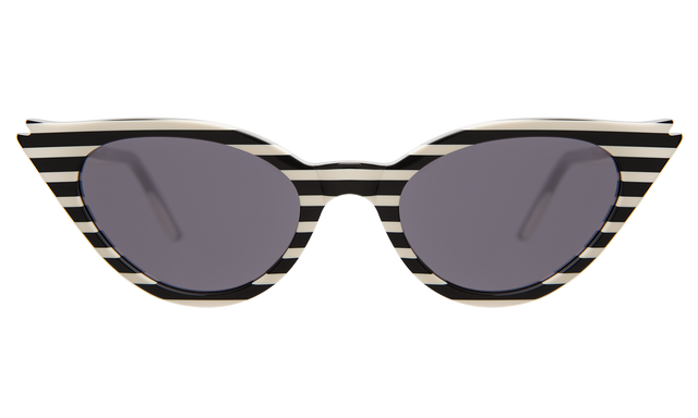 Isabella Sunglasses front view in Candy Stripe Grey Flat