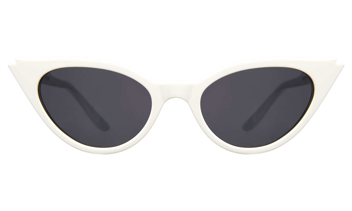 Isabella Sunglasses in White Grey Flat, front view