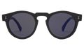 Front view of Leonard (Flex Hinge) Sunglasses in Black/Midnight Blue Flat Mirror