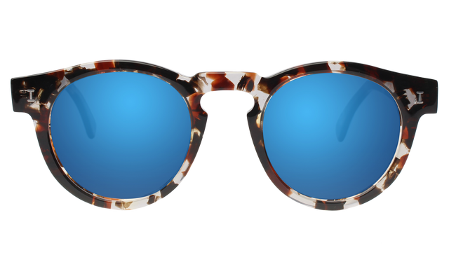 Leonard Eco Sunglasses in Clear Marble with Blue Mirror