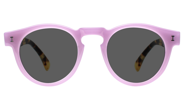 Leonard (Classic Flex Hinge) Sunglasses Side Profile in Purple Tortoise / Grey