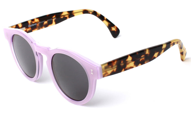 Leonard (Classic Flex Hinge) Sunglasses Side Profile in Purple Tortoise / Grey