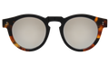 Front view of Leonard (Vintage) Sunglasses in Amber Tortoise/Black/Silver Mirror