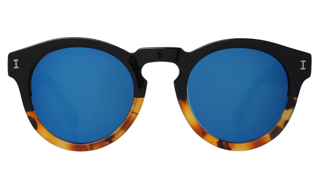 Leonard (Vintage) Sunglasses in H/H Light Tortoise Split Blue Mirror