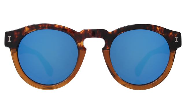 Leonard (Classic Flex Hinge) Sunglasses in Half/Half Dark Brown Blue Mirror