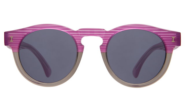 Leonard (Vintage Flex Hinge) Sunglasses in Half/Half Purple with Metal Mirror